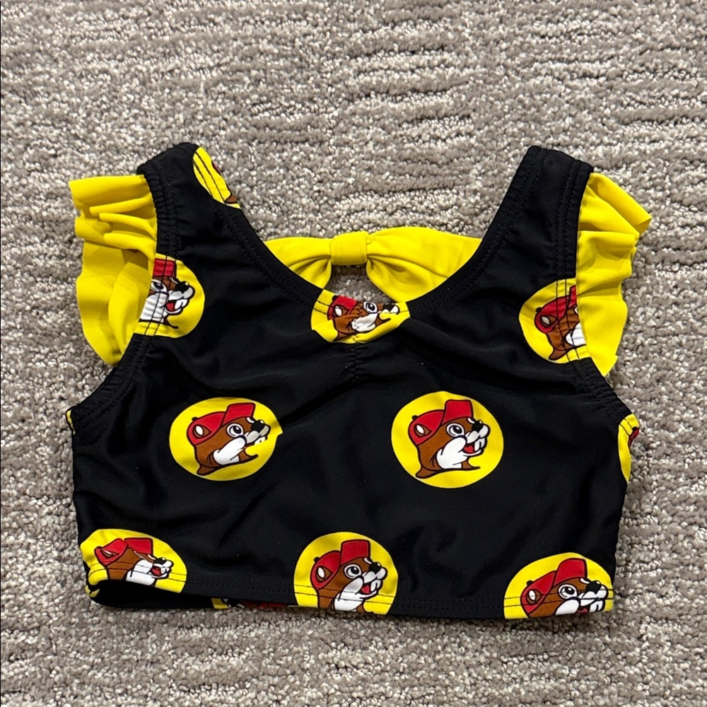 BUC-EE's Black Red Yellow Print Infant Bikini Swimsuit Top Size 9M-12M